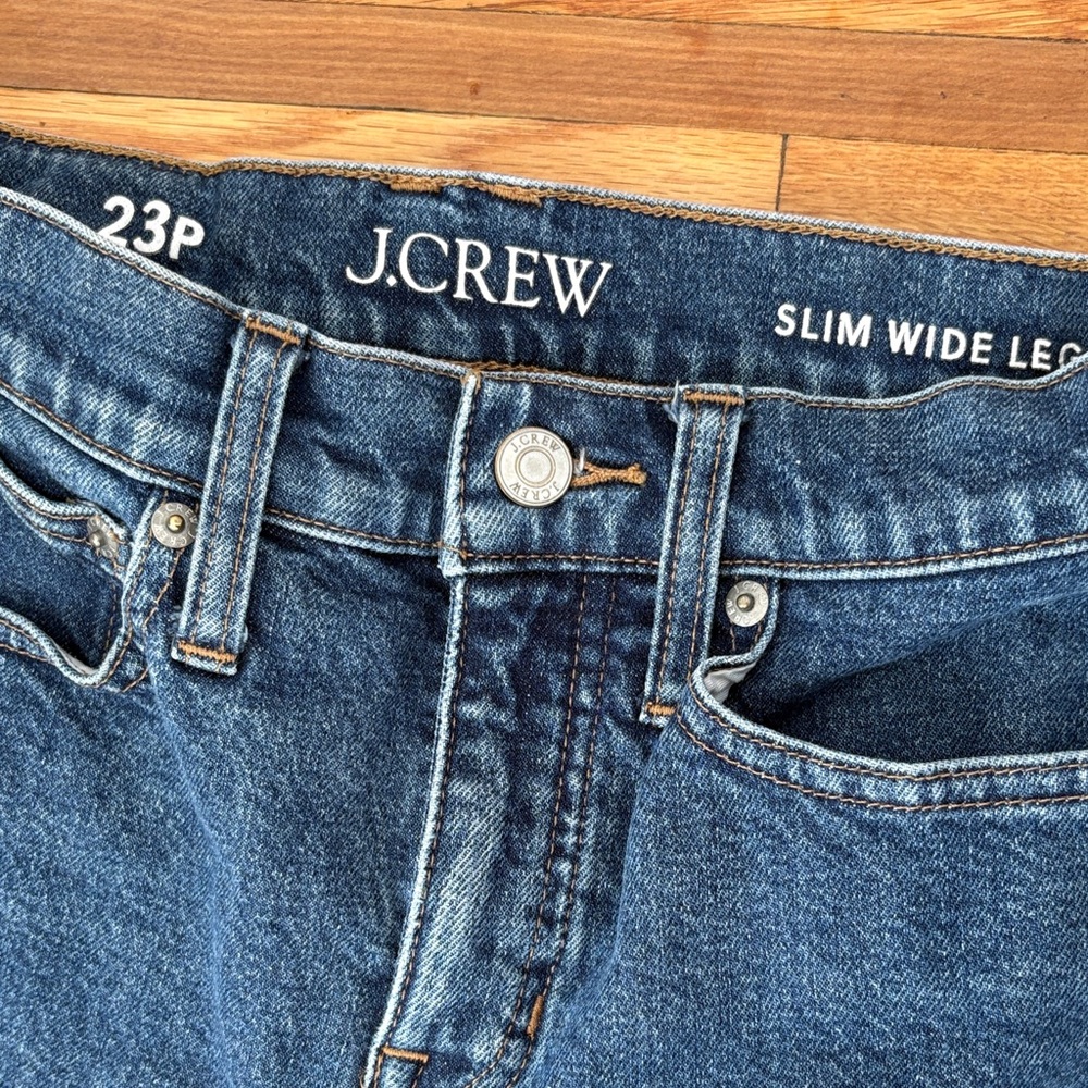 J. Crew Dark Blue Slim Wide Leg Jeans - Picture 3 of 3